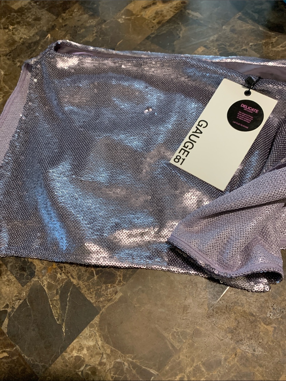 Gauge81 Moville Sequin Asymmetric Crop Top Lilac Womens Size Medium